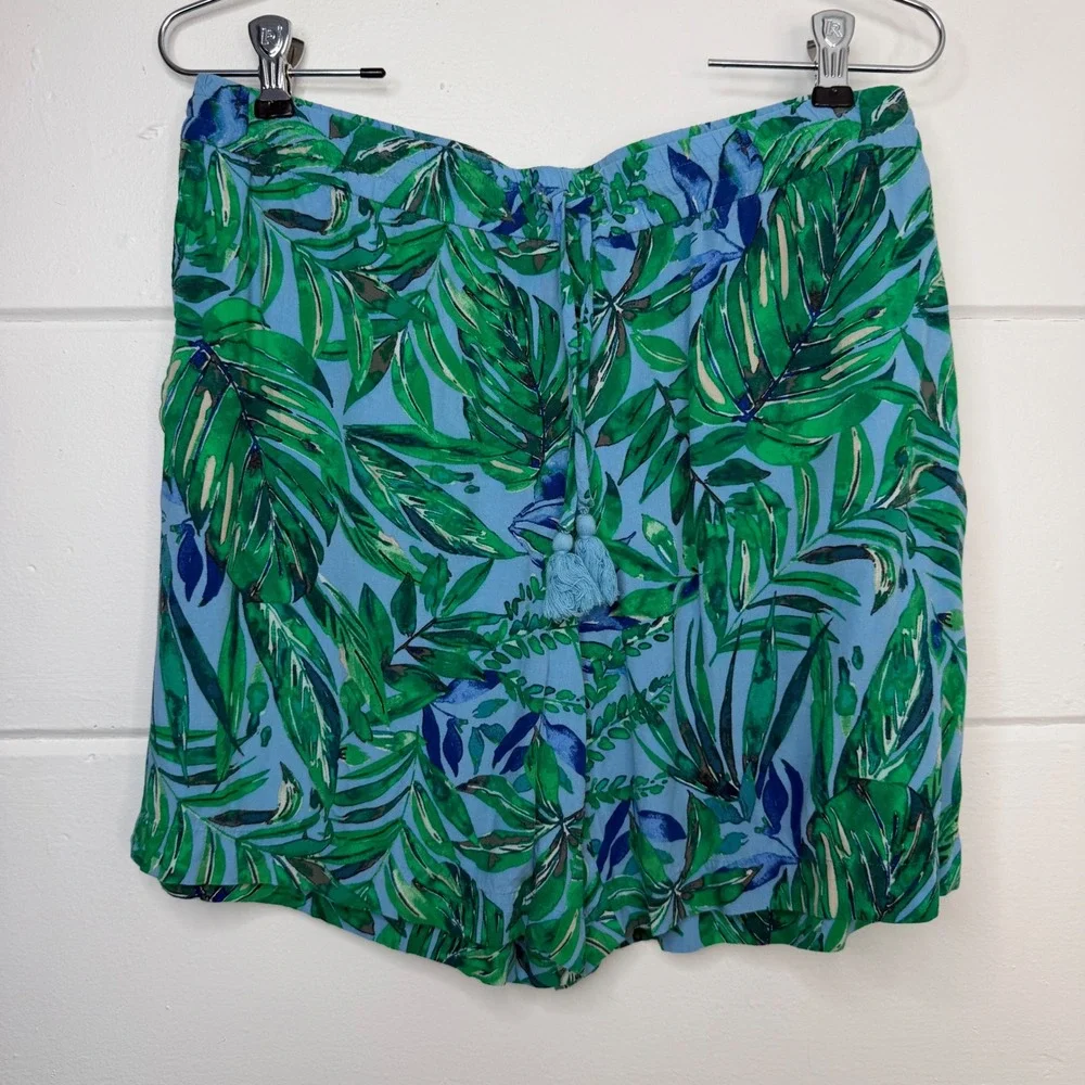 J. Jill Two Piece Set Small Green Blue Tropical Cruise Resortwear Matching